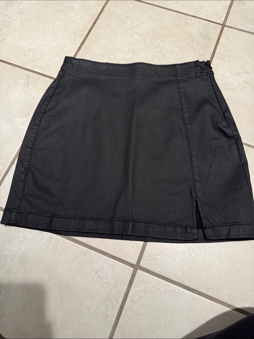 Classic Black Mini Skirt with Subtle Front Slit